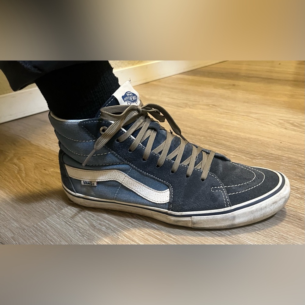 Vans Sk8-Hi Pro Blue & White core classic High Tops skateboard Pop Cush insoles - Picture 3 of 13